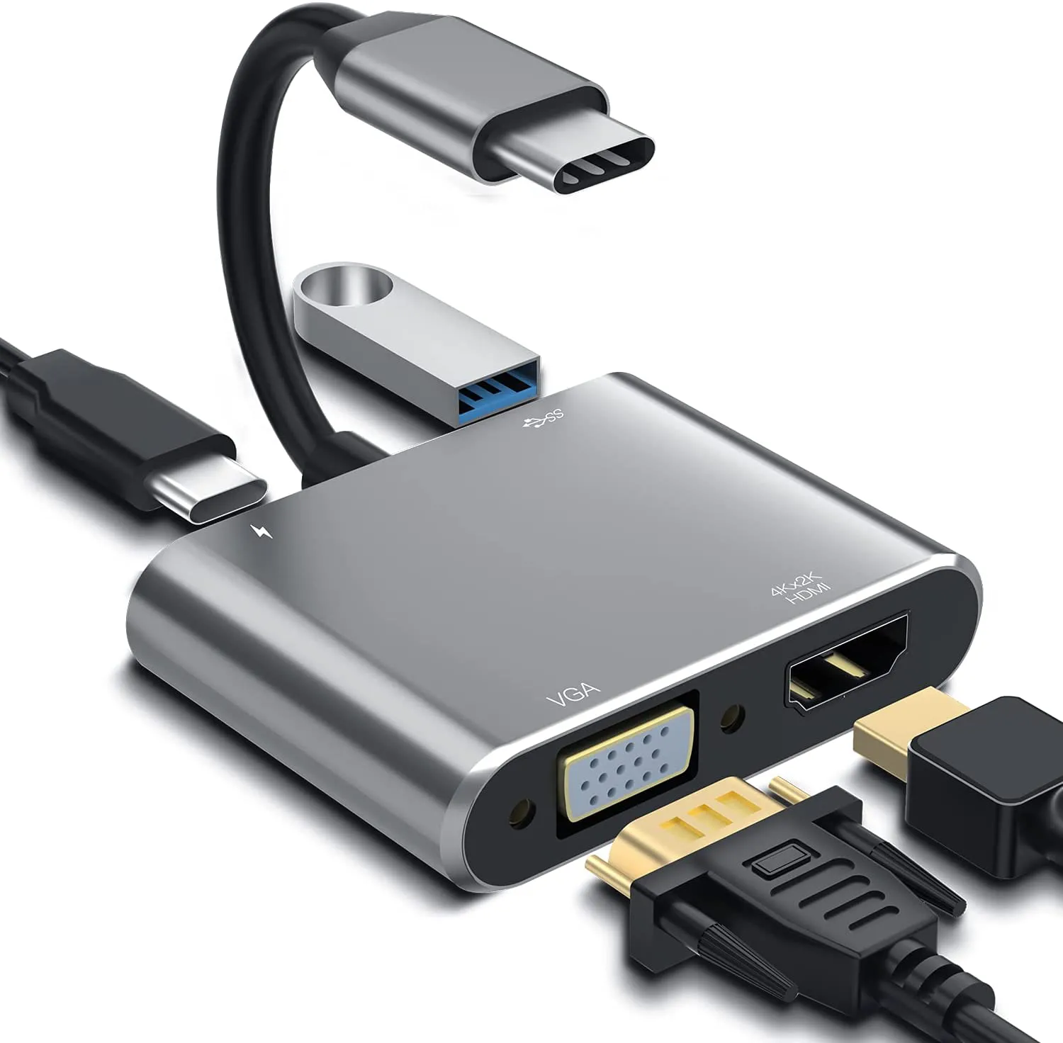 CONVERTER 4 IN 1 TYPE C TO HDMI / VGA / USB / TYPE C