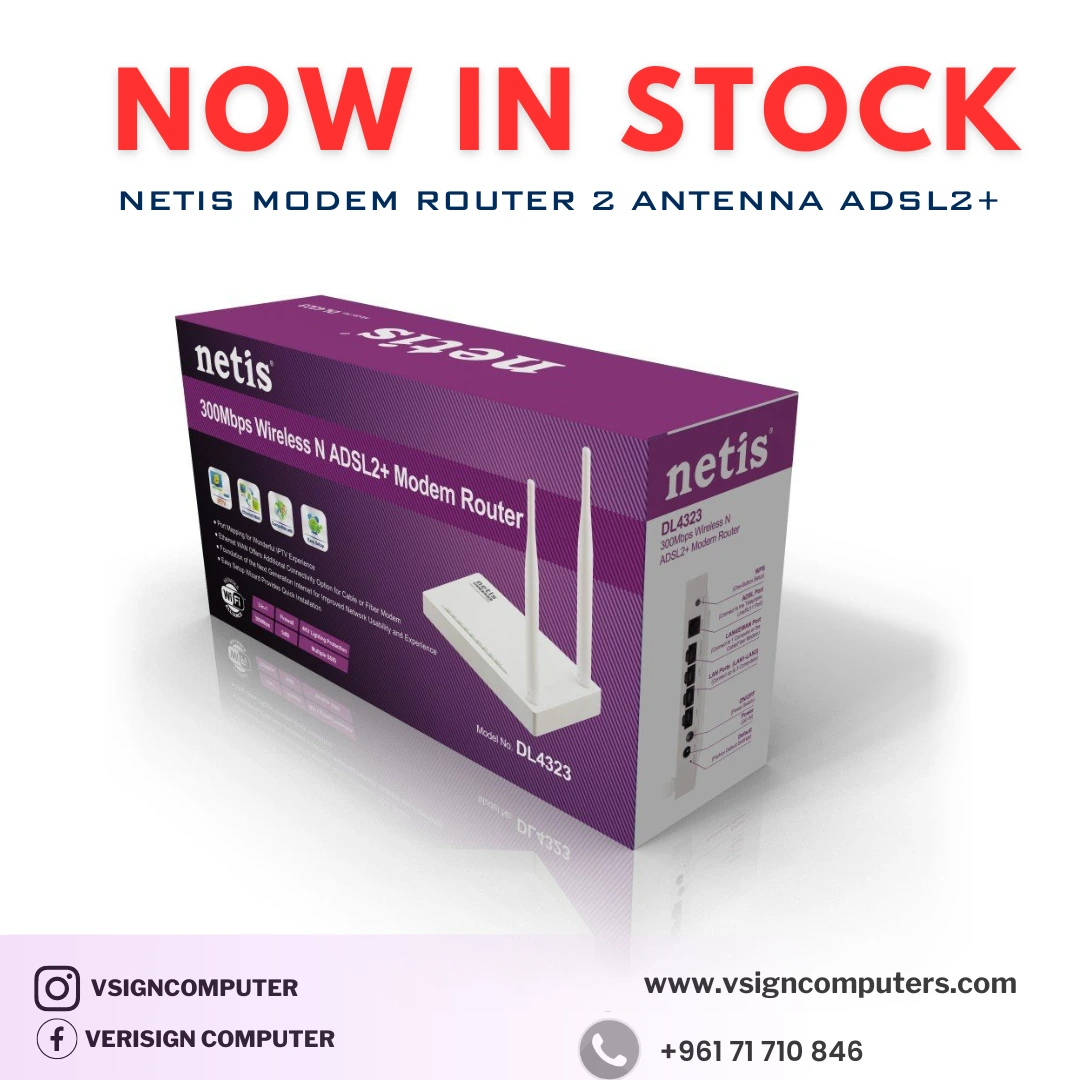 NETIS WIRELESS ROUTER 2 ANTENNA ADSL2+ DL4323