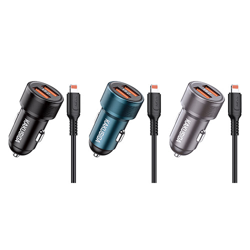 KAKU CAR CHARGER LIGHTNING 2.4A KSC-860 GRAY
