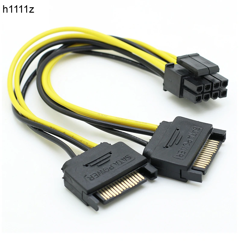 DUAL CABLE SATA POWER 15 PIN TO 8 PIN POWER ADAPER CABLE
