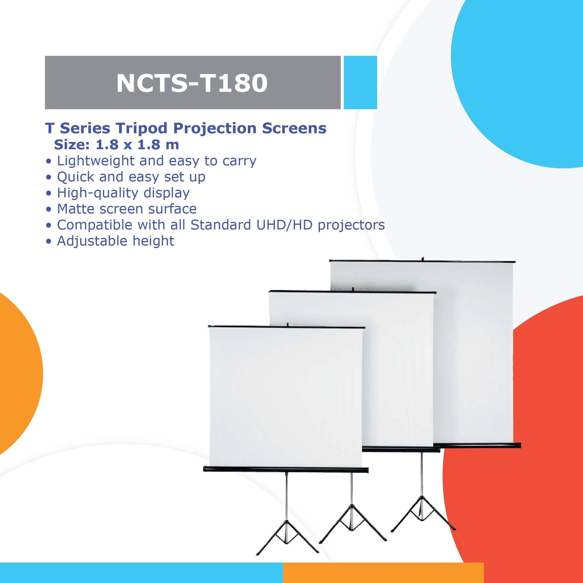 SCREEN PROJECTOR TRIPOD 180*180 NCTS-T180