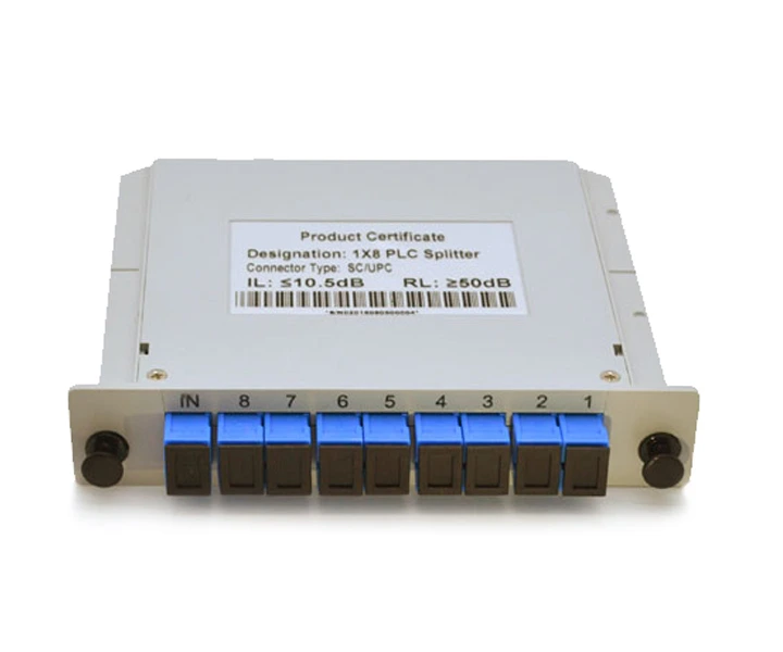 FIBER OPTIC PLC SPLITTER SC/UPC 1*8 WAY BLUE