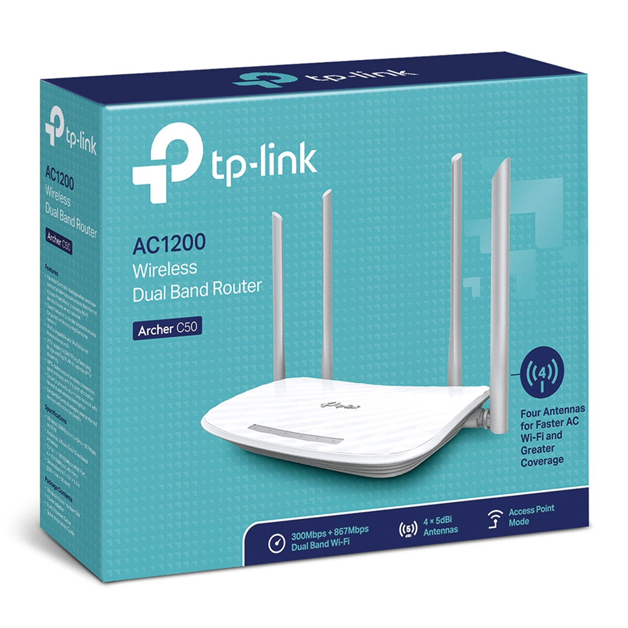 TP-LINK WIRELESS DUAL BAND ROUTER 4 ANTEENA AC1200 ARCHER C50