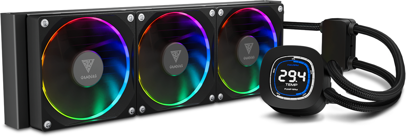 GAMDIAS CHIONE M4-360 HYDRAULIC LCD BLACK LIQUID COOLER