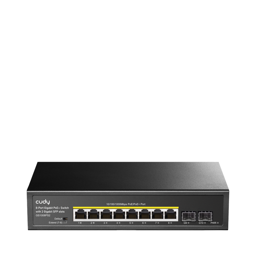 CUDY POE SWITCH 8 PORTS GIGABIT + 2 GIGABIT SFP SLOTS GS1008PS2