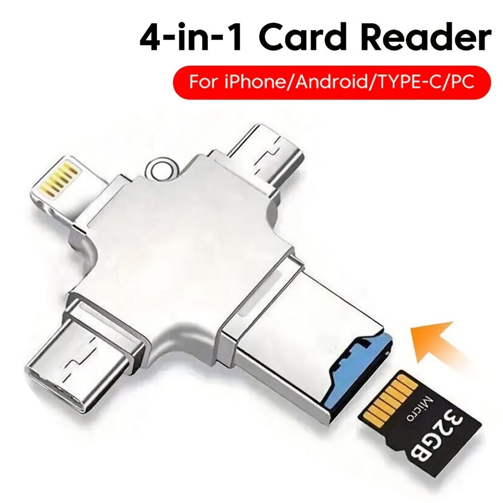OTG 3 IN 1 CARD READER , USB-C , MICRO , LIGHTNING