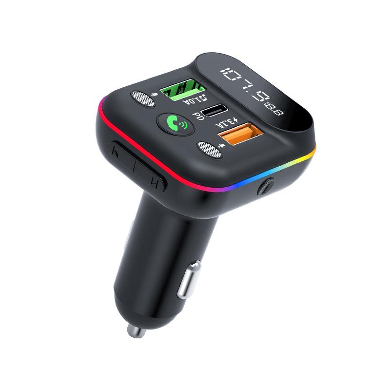 WIRELESS CAR CHARGER MP3 RGB AMBIENT LIGHTNING 3.1A+PD T12